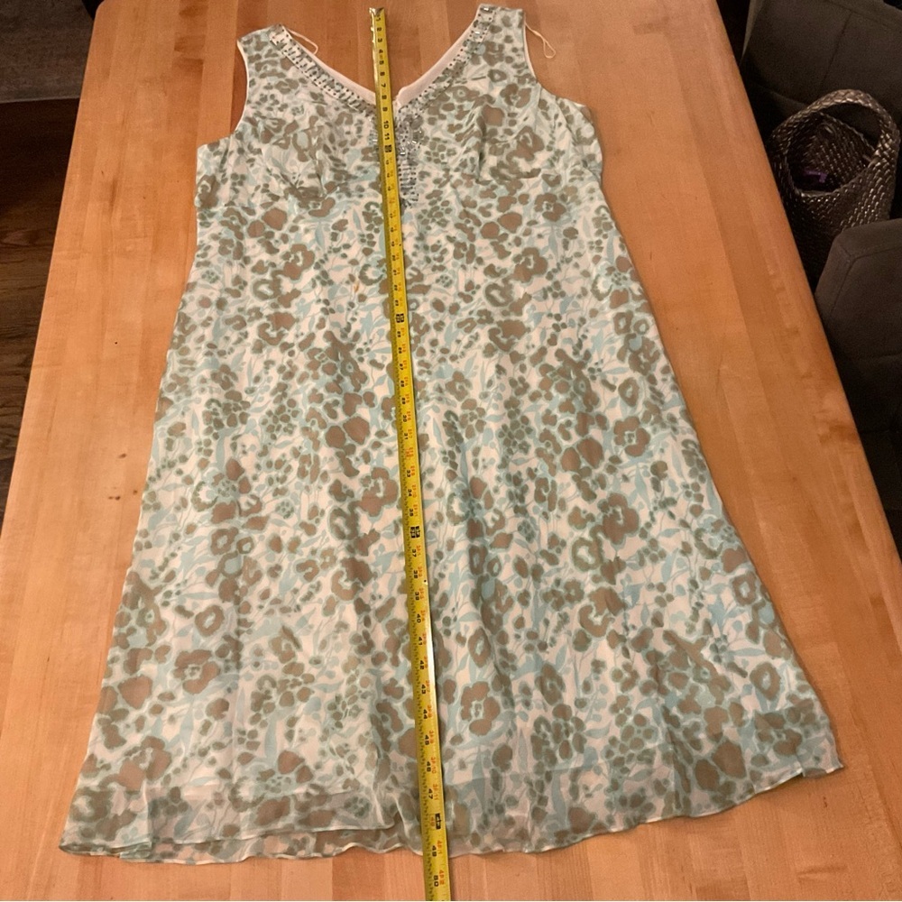 Adrianna Papell Silk Beaded Plus Size Wedding Guest Dress 22W Mint Floral - Picture 12 of 16